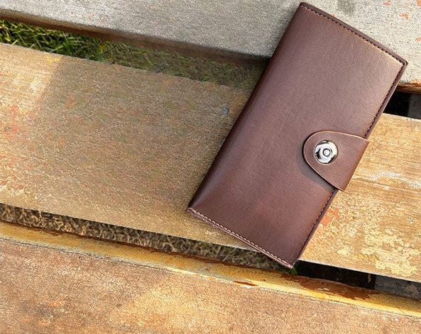 Tri-Fold Pure Leather Long Wallet for Men &amp; Women – Genuine Cow Leather Fashion Wallet with Multiple Card Slots, Cash &amp; Mobile Compartments – Stylish Smooth Pattern in Brown, Black &amp; Blue (18×9×2cm) View Gallery - Pakistan