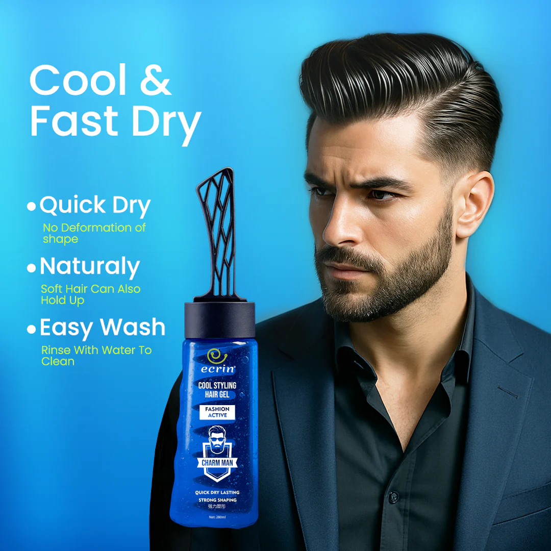 ECRIN Cool Styling Hair Gel with Active Collagen | Strong Hold, No Flakes, Nourishing Formula for All Hair Types, Daily Use Gel with Refreshing Cool Effect (280ml) View Gallery - Pakistan