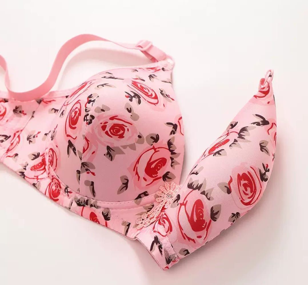 Printed Soft Cotton Padded Bra for Women | Comfortable Everyday Wear Undergarments with Stylish Print, Breathable Fabric &amp; Gentle Support (Random Color) View Gallery - Pakistan