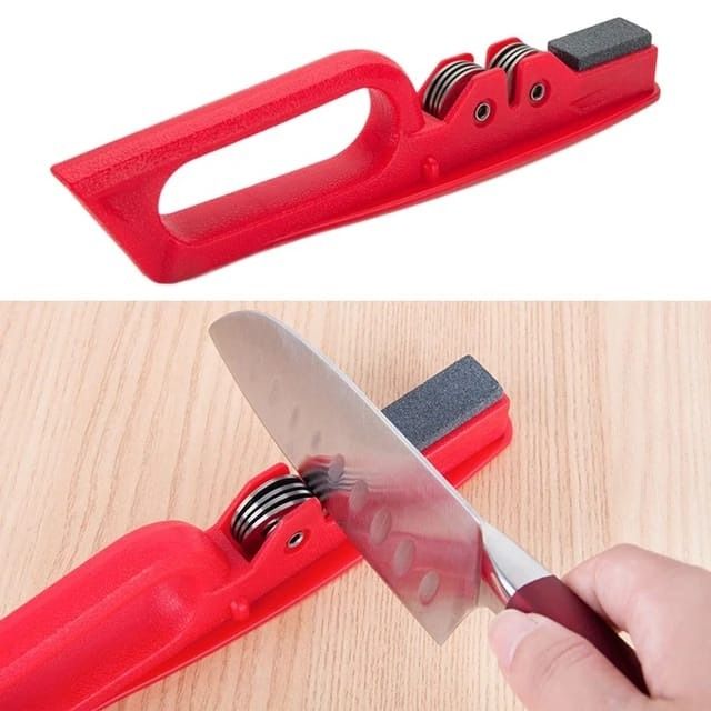 Professional Knife Sharpener with 8-Wheel Blades &amp; Sanding Stone | Durable Plastic Grip, Coarse &amp; Fine Sharpening Slots for Kitchen Knives | Compact &amp; Reliable Knife Filer for Quick Sharpening &amp; Polishing (Random Color) View Gallery - Pakistan