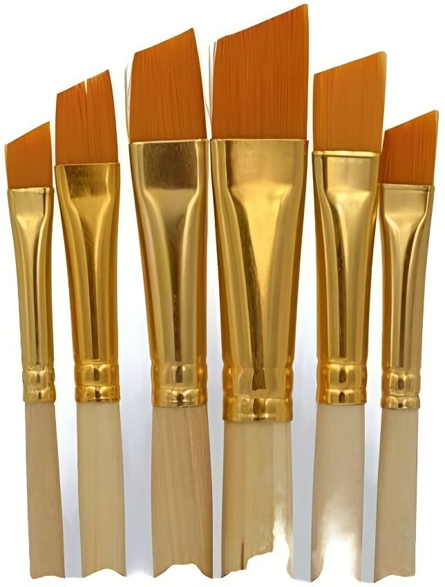 Pack of 6 Professional Angular Brush Set for Artists – Wooden Handle &amp;amp; Ultra-Soft Tapered Bristles | Multi-Purpose Brushes for Painting, Designing, Calligraphy &amp;amp; Craft | Ideal for Acrylic, Oil &amp;amp; Watercolors