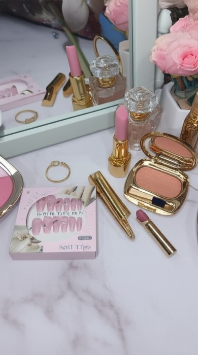 Luxury Pink Nail Tips Set – 12 PCS False Nails with Glitter &amp; Rhinestone Design | Elegant Salon-Style Press-On Nails for Parties, Weddings &amp; Everyday Fashion View Gallery - Pakistan