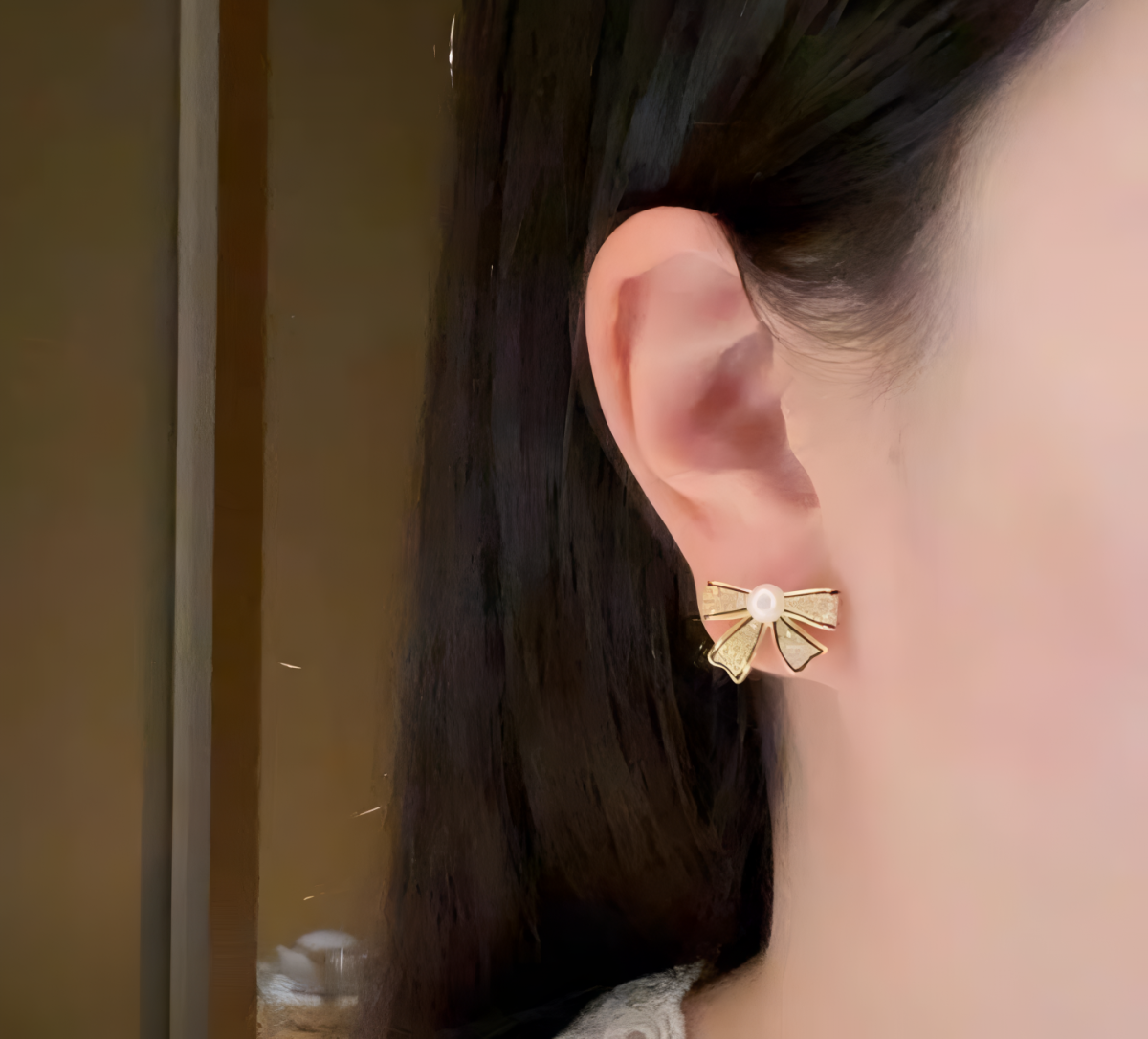 PJT-995 Bow Shape Zircon Pearl Earrings for Women – Korean Style Jewelry with Sparkling Zircon &amp;amp; Classic Pearl Center | Available in Golden &amp;amp; Silver | Perfect Gift for Parties, Weddings &amp;amp; Everyday Fashion