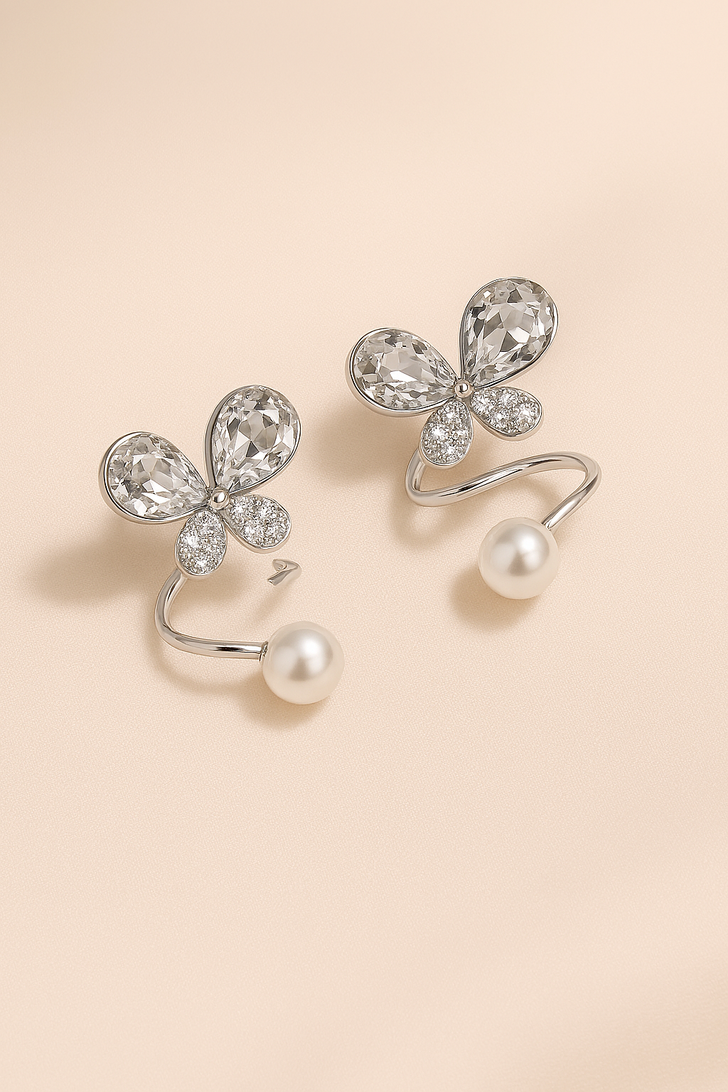 Tangled Korean Pearl Earrings – Golden Silver (PQT-994) View Gallery - Pakistan