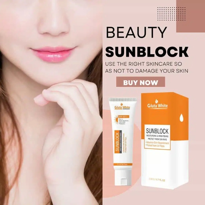 GlutaWhite Sunblock SPF 60+ – Moisturizing &amp; Brightening UV Protection – 65gm for All Skin Types View Gallery - Pakistan