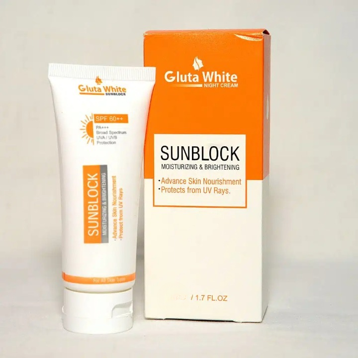 GlutaWhite Sunblock SPF 60+ – Moisturizing &amp; Brightening UV Protection – 65gm for All Skin Types View Gallery - Pakistan