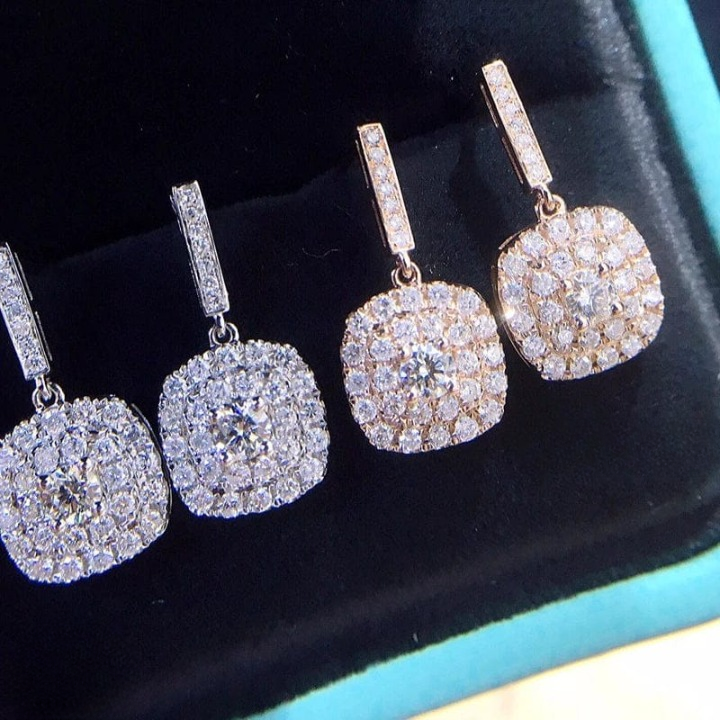 PJT-990 beautifull Sparkling Korean Zircon Earrings – Chic &amp; Timeless Design Available In Golden And Silver Color View Gallery - Pakistan