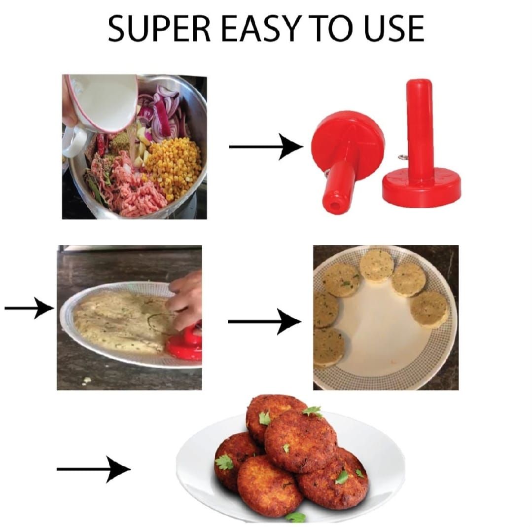 Pack of 2 Shami Kabab Makers – High-Quality Plastic Saancha for Shami Kabab &amp;amp; Tikki – Multicolor with White Inner