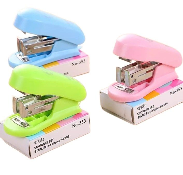 Pack of 2 Mini Staplers with Pins – Compact, Smooth, and High-Quality Office &amp; School Use (Random color) View Gallery - Pakistan