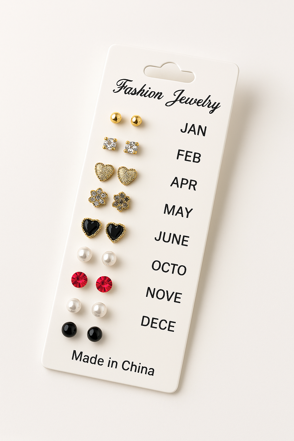 12 Pair Mixed Style Stud Earrings Set for Women – Golden Copper with Micro-Paved Cubic Zirconia – Trendy Fashion Jewelry View Gallery - Pakistan