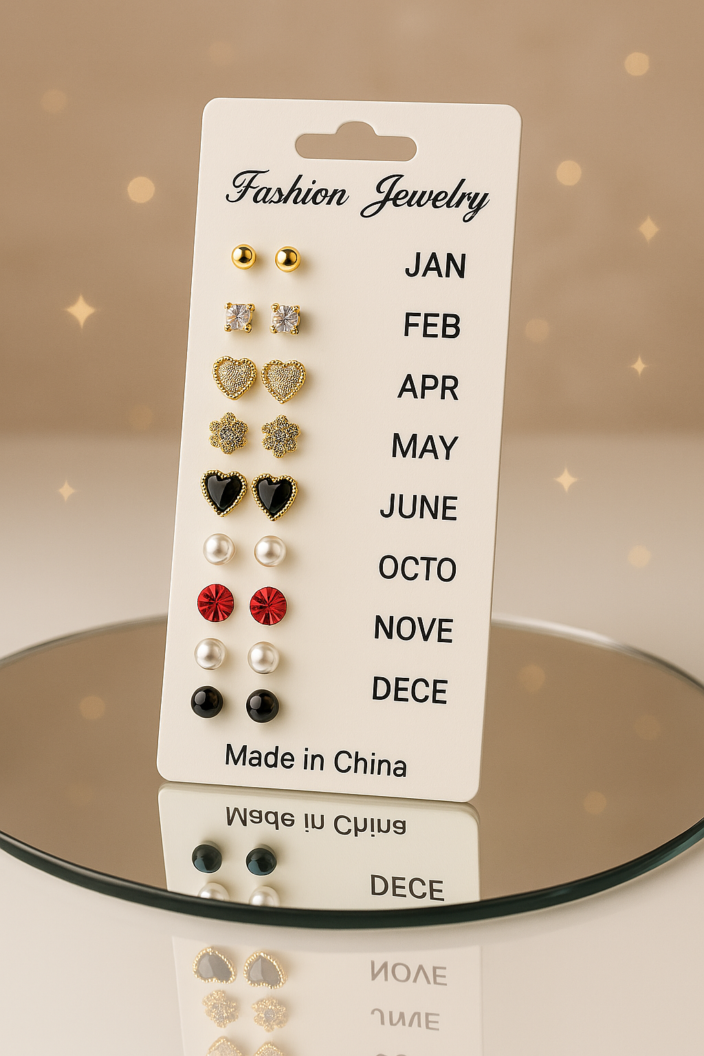 12 Pair Mixed Style Stud Earrings Set for Women – Golden Copper with Micro-Paved Cubic Zirconia – Trendy Fashion Jewelry View Gallery - Pakistan