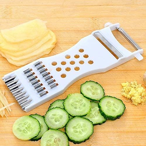 5-in-1 Multi Vegetable Cutter &amp;amp; Peeler – Multipurpose Julienne Slicer, Grater, Metal Scraper, and Fruit &amp;amp; Vegetable Kitchen Tool