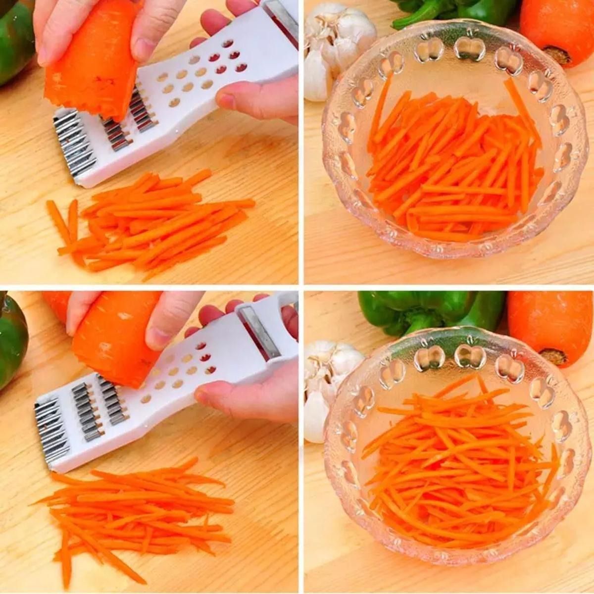5-in-1 Multi Vegetable Cutter &amp; Peeler – Multipurpose Julienne Slicer, Grater, Metal Scraper, and Fruit &amp; Vegetable Kitchen Tool View Gallery - Pakistan