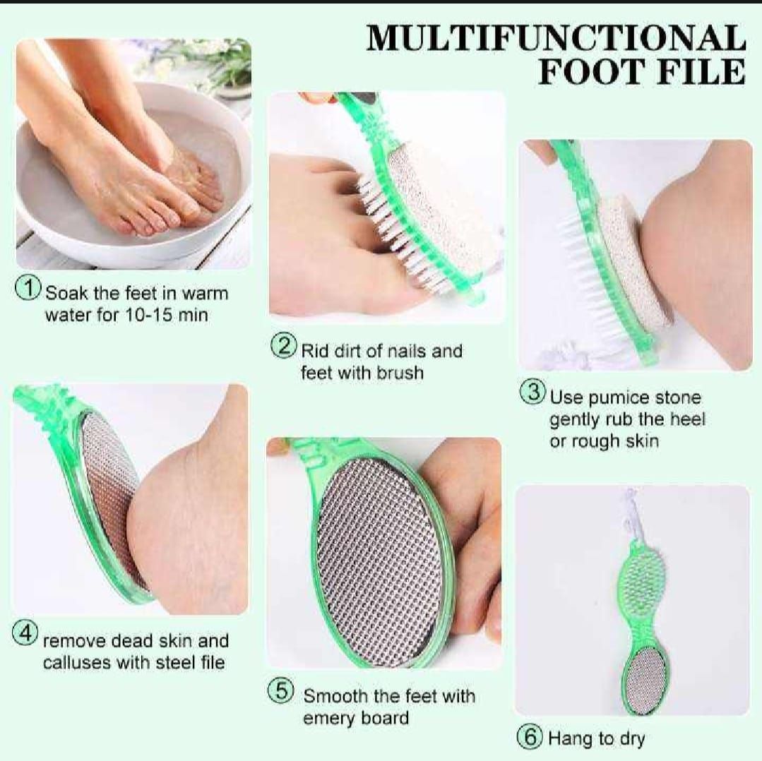 4-in-1 Pedicure Foot Filer – Callus Remover, Pumice Stone, Nail Brush &amp; Foot File – Professional &amp; Home Use View Gallery - Pakistan