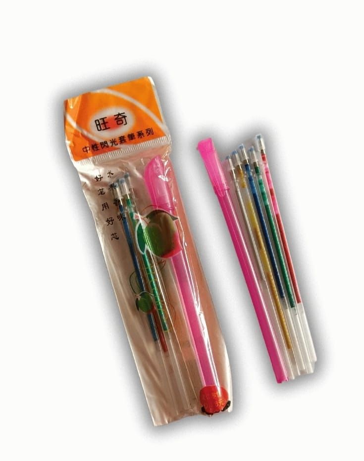 Glitter Gel Pen Refills Set – 5 Multi-Colored Metallic Ink Refills for Smooth Writing &amp; Creative Art View Gallery - Pakistan