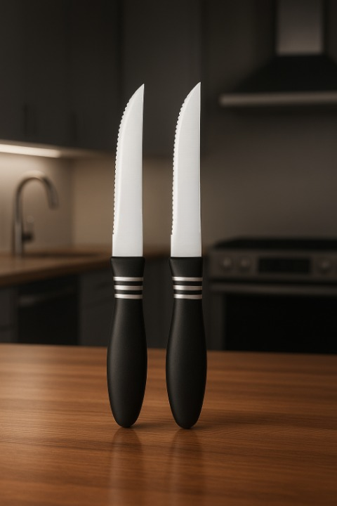 2 Pcs Concord Stainless Steel Kitchen Knife – Multipurpose Table Knife with Serrated Edge, 12 cm (Random color)