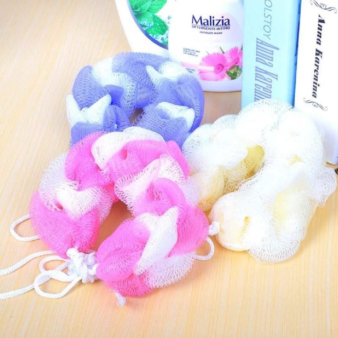 2PCs Wash Brush Bath Back Hanging Mesh Shower Sponge – Soft Exfoliating Braid Loofah (Random Color) View Gallery - Pakistan