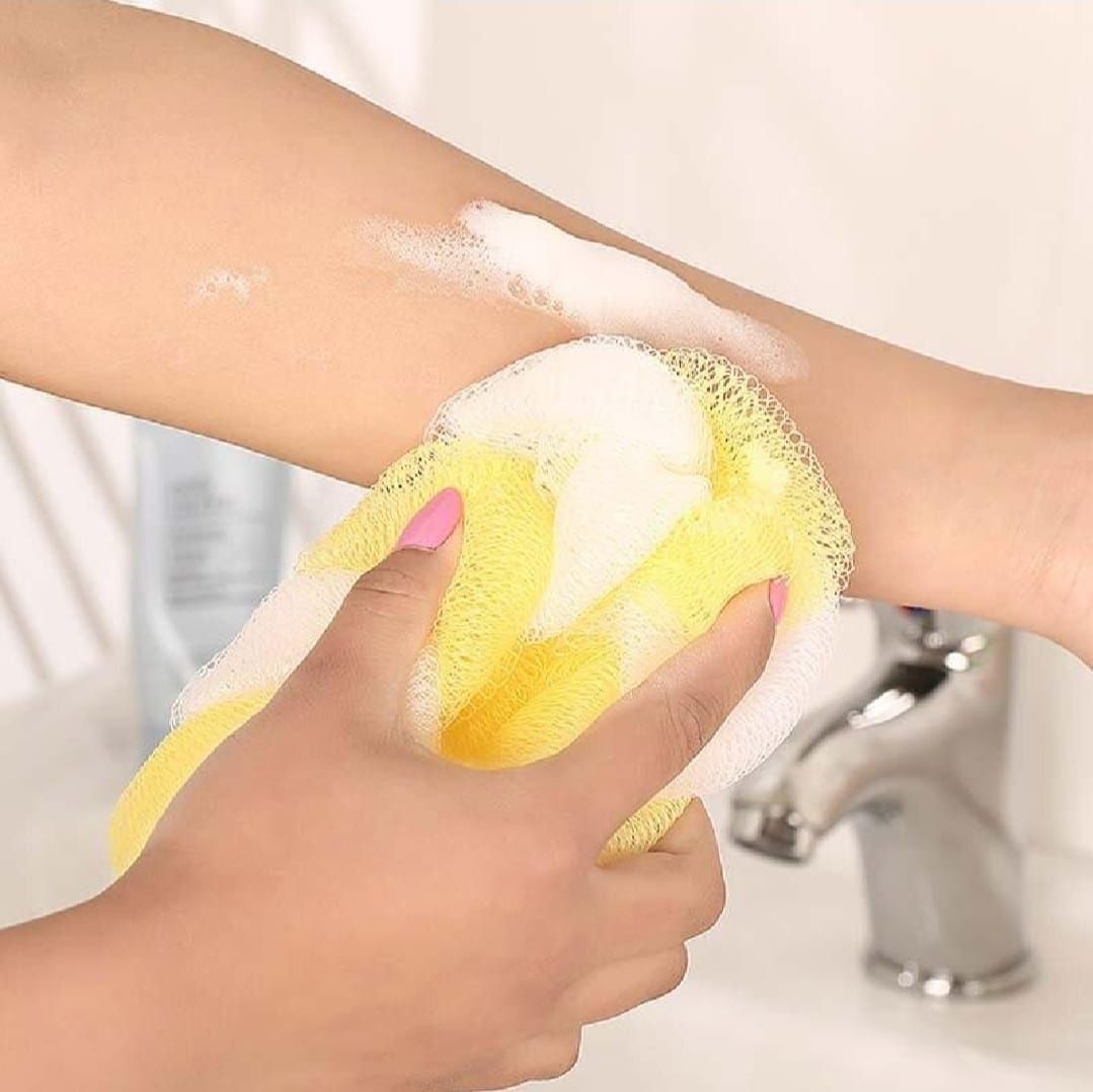 2PCs Wash Brush Bath Back Hanging Mesh Shower Sponge – Soft Exfoliating Braid Loofah (Random Color) View Gallery - Pakistan