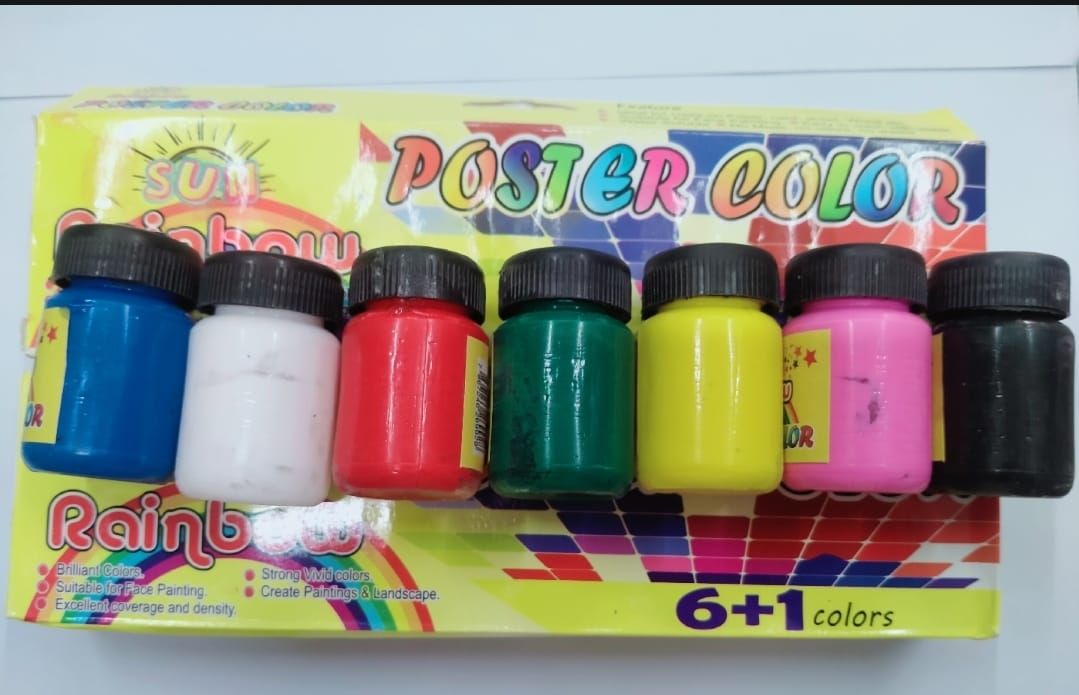 Poster Colours 6+1 Pack with Free Brush – Multi-Purpose Watercolor Set for Art, School, and Face Painting View Gallery - Pakistan