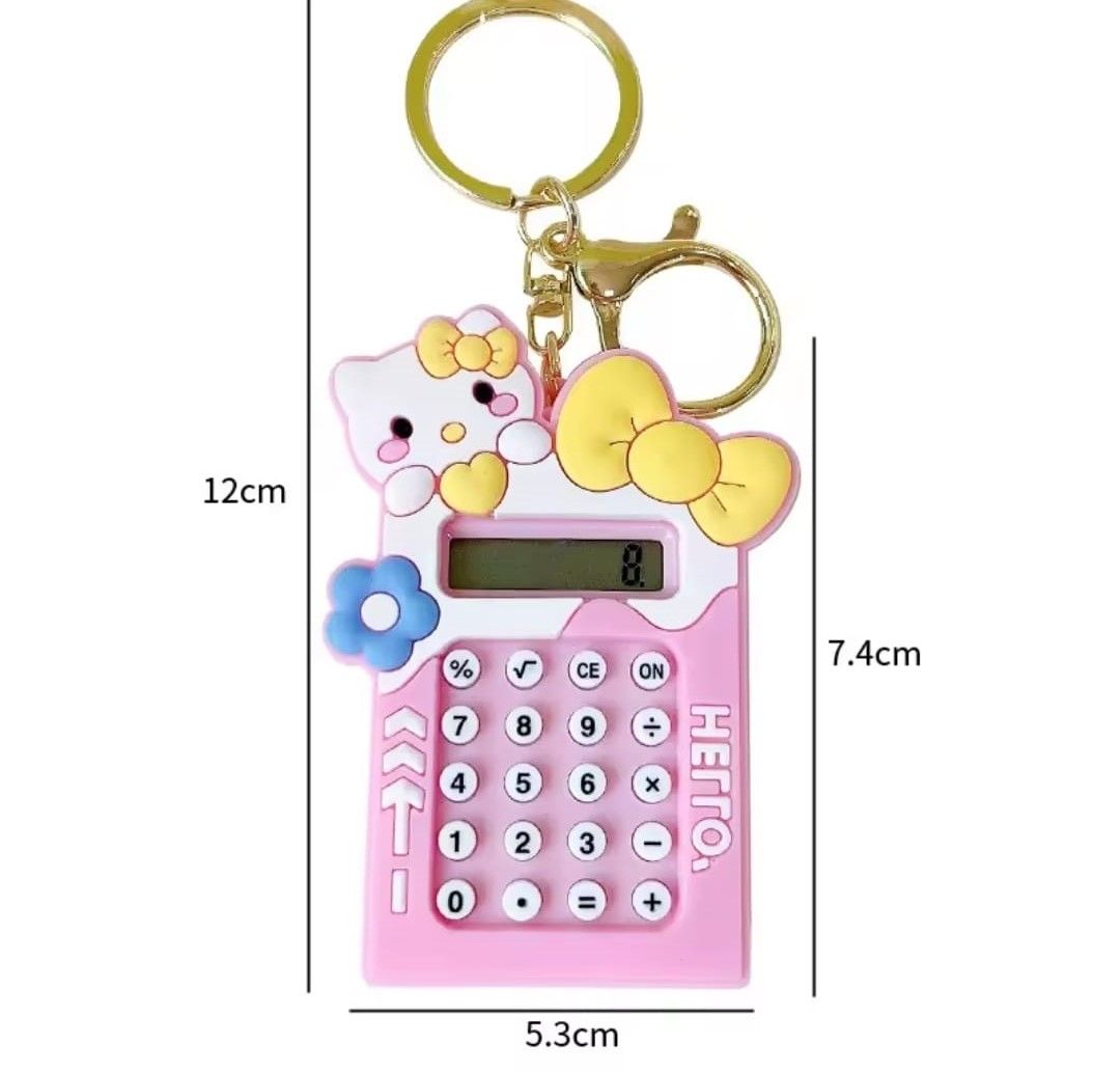 Mini Calculator Keychain – Cute Pink Kawaii Cartoon Portable Calculator | School &amp; Student Supplies, Stationery Gift (Random color) View Gallery - Pakistan