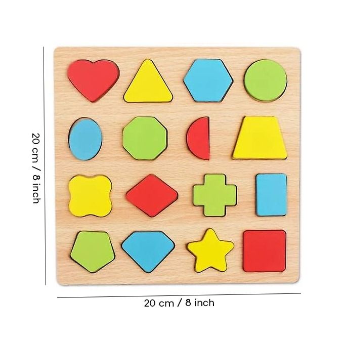 Colorful Geometric Shapes Wooden Cognitive Board Puzzle – Educational Learning Toy for Kids (1–3 Years, Safe &amp; Durable) View Gallery - Pakistan