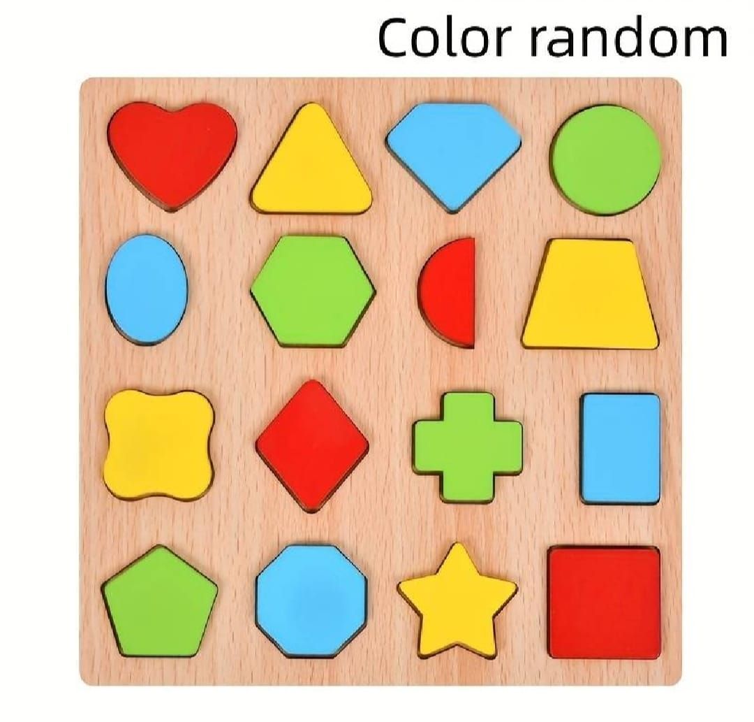 Colorful Geometric Shapes Wooden Cognitive Board Puzzle – Educational Learning Toy for Kids (1–3 Years, Safe &amp; Durable) View Gallery - Pakistan
