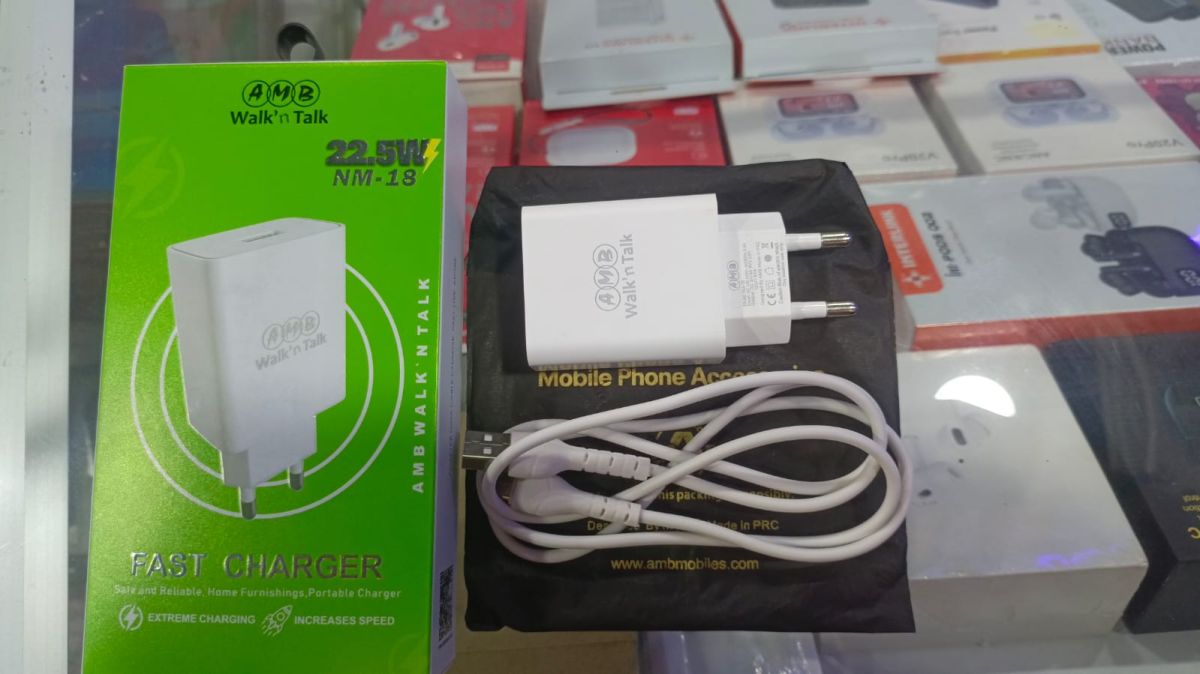 AMB Walk’n Talk 22.5W Super Fast Charger NM-18 – Quick Charge &amp; Smart Power Delivery Adapter with Built-in Safety System, FCC/CE/RoHS Certified View Gallery - Pakistan