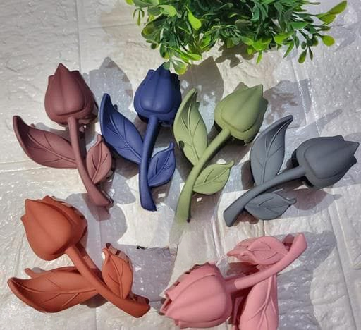 Rose Flower Hair Clips – Stylish Matte Finish Rose-Shaped Claw Clips for Women &amp;amp; Girls (Assorted Colors, Set of 6)