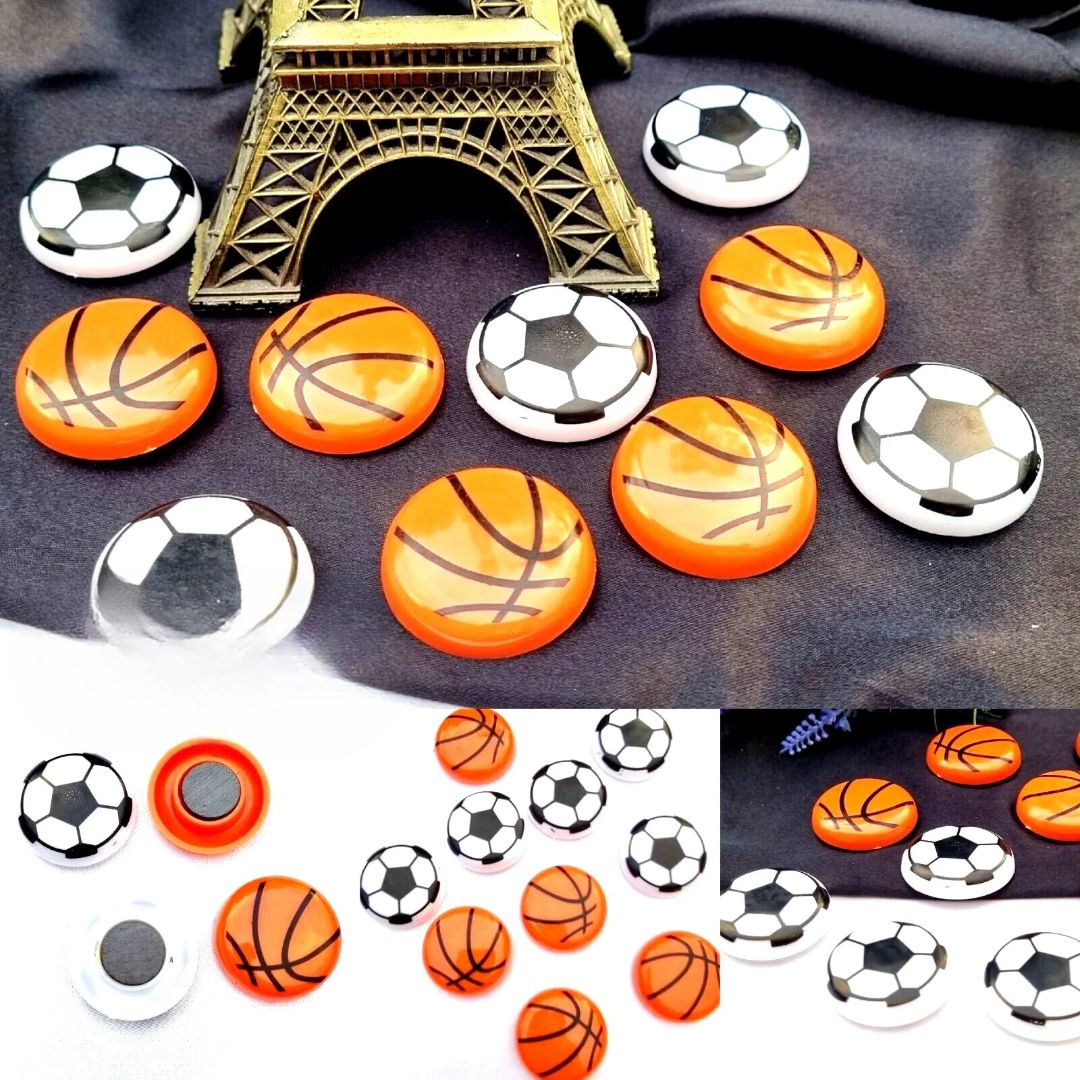 Basketball &amp; Football Refrigerator Magnets – Set of 10 Durable Sports-Themed Decorative Magnets (1.5 x 1.5 Inches) View Gallery - Pakistan