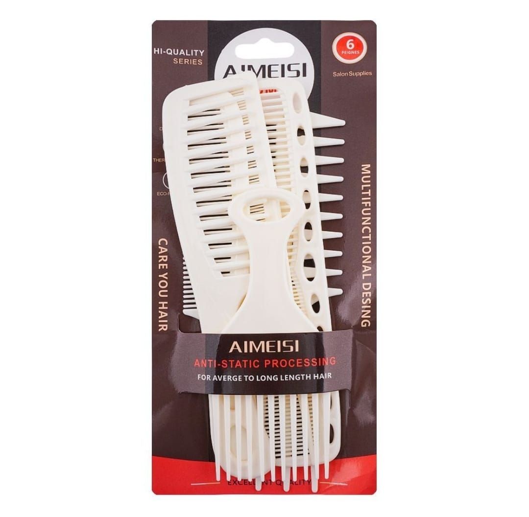 Aimeisi Multifunctional Hair Comb Set – 6 Pcs Durable Styling Combs for Medium to Long Hair View Gallery - Pakistan