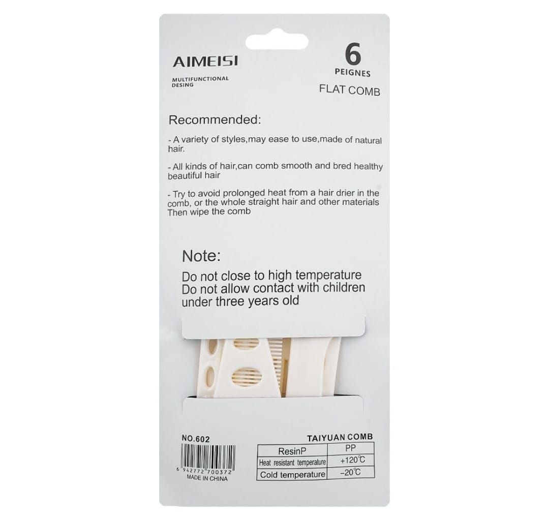 Aimeisi Multifunctional Hair Comb Set – 6 Pcs Durable Styling Combs for Medium to Long Hair View Gallery - Pakistan