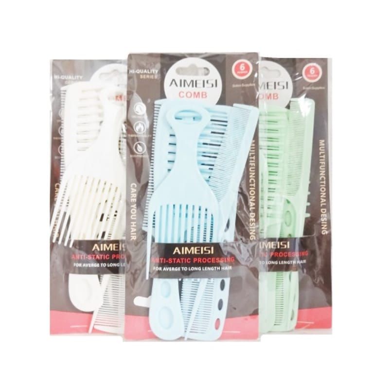 Aimeisi Multifunctional Hair Comb Set – 6 Pcs Durable Styling Combs for Medium to Long Hair View Gallery - Pakistan