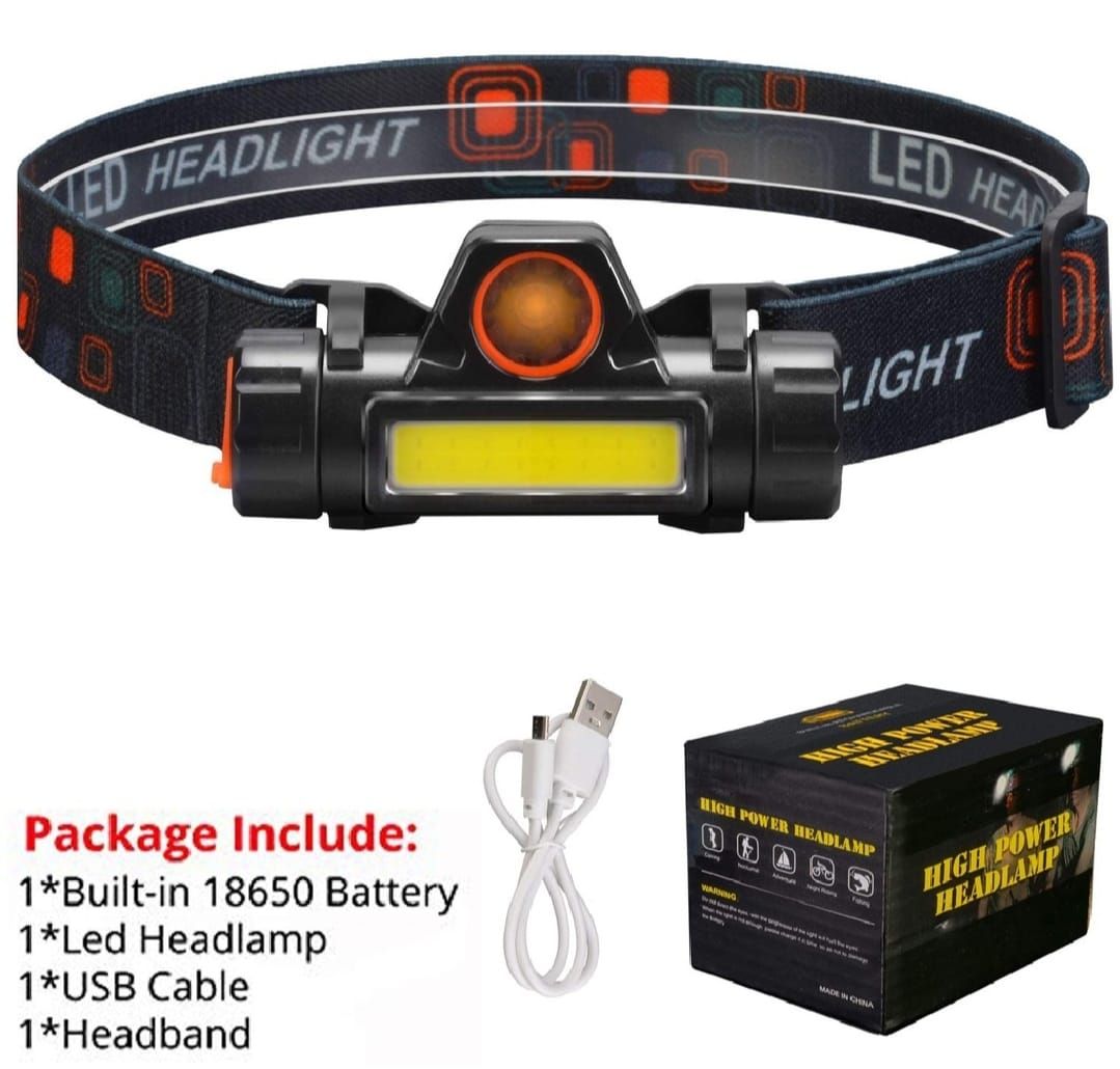 Rechargeable High Power LED Headlamp – Waterproof Headlight with Adjustable Brightness, Magnetic Side &amp; Ergonomic Strap for Camping, Hiking, Fishing &amp; Outdoor Use View Gallery - Pakistan