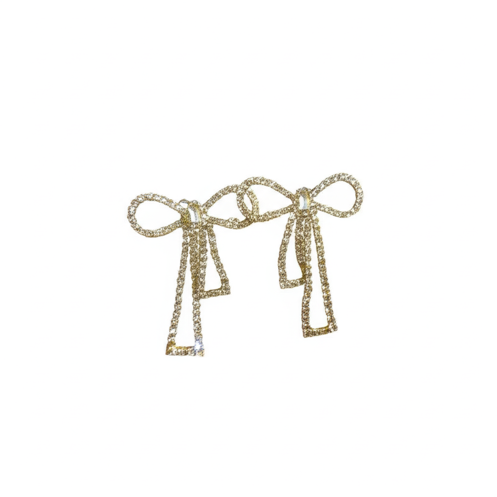 PQT-985 Touch Of Glamour To Your Look With These Bow Shape Zircon Korean Earrings – Color Golden View Gallery - Pakistan