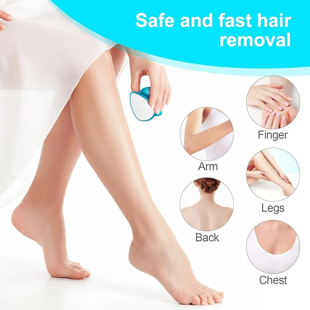 2 in 1 Double-Sided Nano Glass Callus Remover &amp; Crystal Hair Eraser – Safe &amp; Quick Foot File, Dead Skin &amp; Hard Callus Remover, Painless Epilator for Women, Portable Pedicure Tool (Random Color) View Gallery - Pakistan