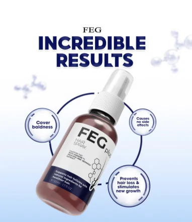 FEG PLUS Beard &amp; Hair Growth Serum Spray Powered by Nature for Visible Results | Best Quality Hair Growth Spray - Hair Serum - 60ml
