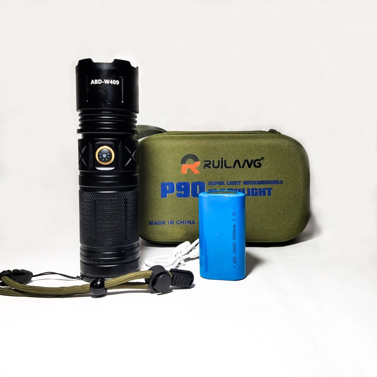 Ruilang P90 High Power Rechargeable LED Flashlight – Ultra Bright Torch with Zoom, Multiple Modes &amp;amp; Type-C Fast Charging