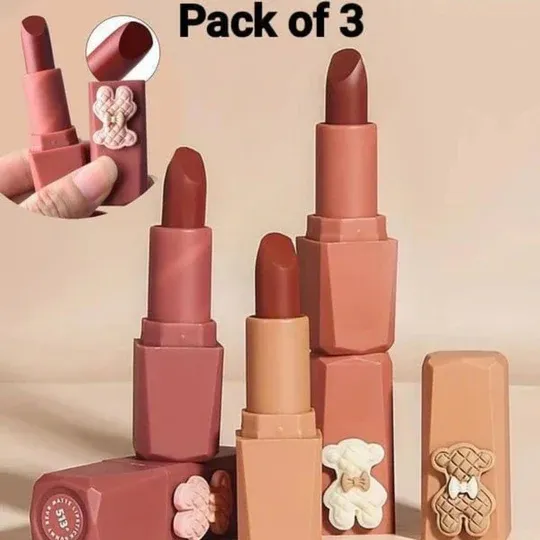 Color Castile Pack of 3 Bear Shape Matte Lipsticks – Long-Lasting, Bold &amp; Vibrant Makeup Essential View Gallery - Pakistan