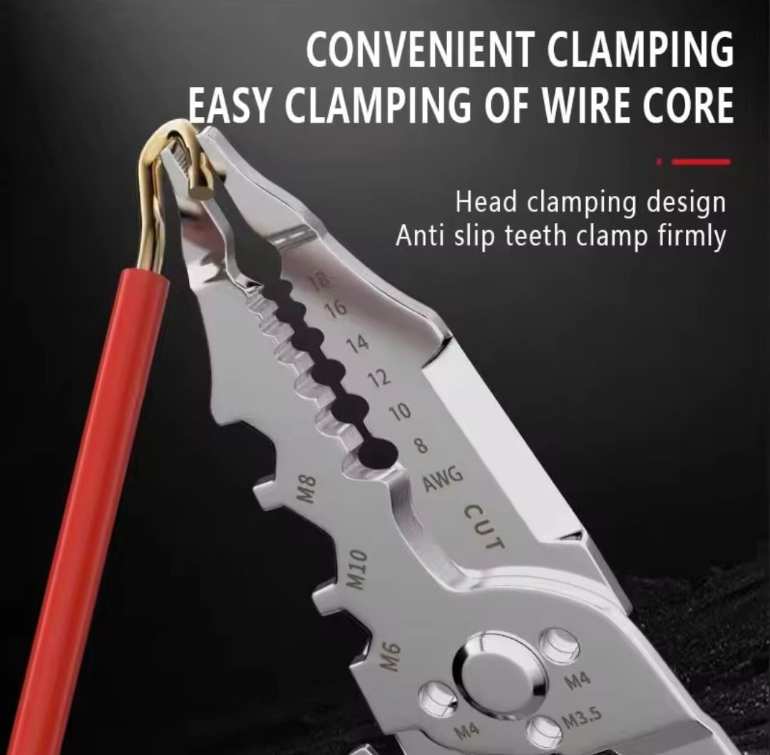 Multi-Function Wire Stripper and Cutter – 10-in-1 Electrical Tool with Wire Cutting, Stripping, Crimping &amp; Screw Functions View Gallery - Pakistan