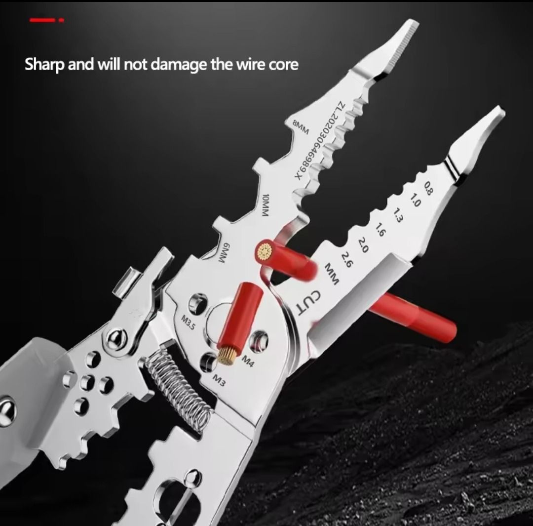 Multi-Function Wire Stripper and Cutter – 10-in-1 Electrical Tool with Wire Cutting, Stripping, Crimping &amp; Screw Functions View Gallery - Pakistan