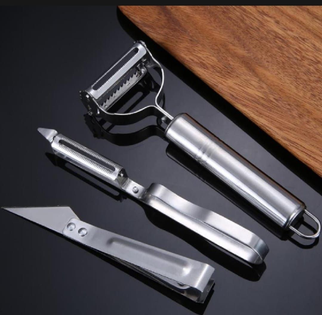 1 Set Stainless Steel Peeler &amp; Slicer – Multi-Function Vegetable &amp; Fruit Grater Tool View Gallery - Pakistan