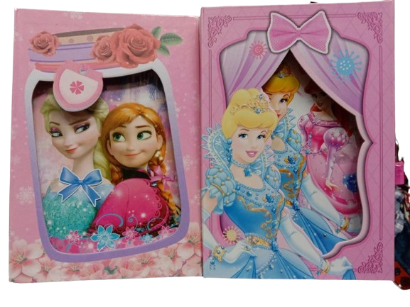 Princess, Frozen &amp; Sofia Cover Fancy Lock Spiral Binding Diary – Medium Size with Box – 40 Pages (22 x 16 cm) View Gallery - Pakistan