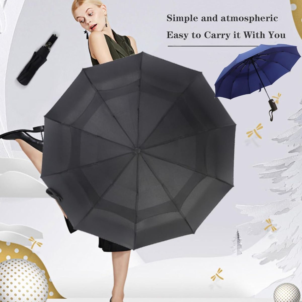 Compact Travel Umbrella with Windproof Design Gray Ghana View Gallery - Pakistan
