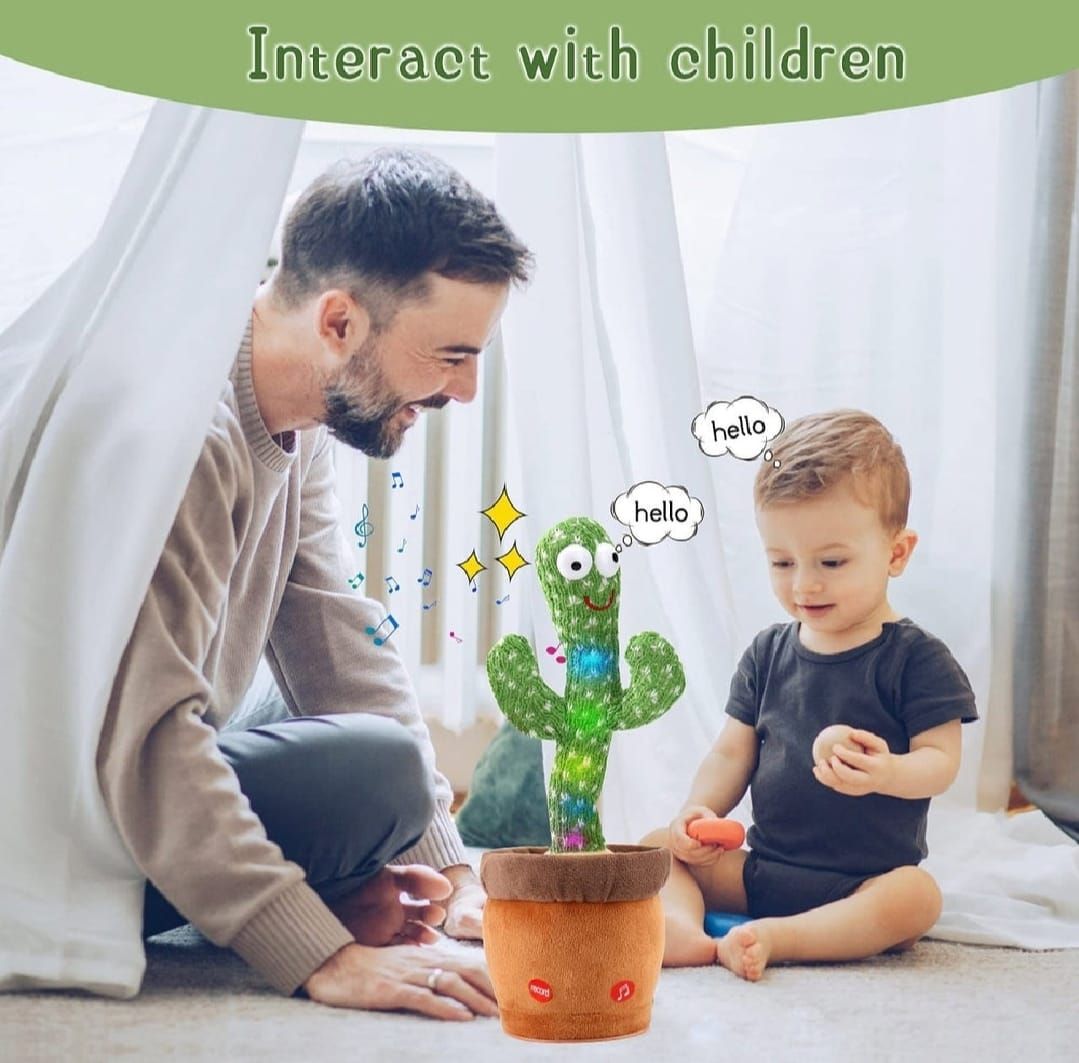 Rechargeable Cute Dancing Cactus Toy for Kids | Talking Dancing Shaking &amp;amp; Talk Back with Lights | Happy Birthday Gift (With Box)