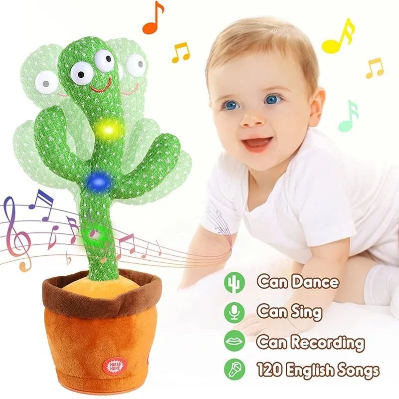 Rechargeable Cute Dancing Cactus Toy for Kids | Talking Dancing Shaking &amp; Talk Back with Lights | Happy Birthday Gift (With Box) View Gallery - Pakistan