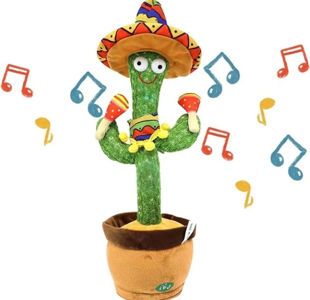 Rechargeable Cute Dancing Cactus Toy for Kids | Talking Dancing Shaking &amp; Talk Back with Lights | Happy Birthday Gift (With Box) View Gallery - Pakistan