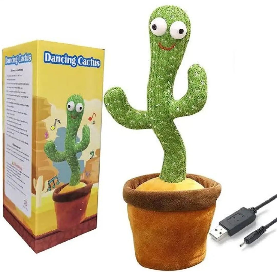 Rechargeable Cute Dancing Cactus Toy for Kids | Talking Dancing Shaking &amp; Talk Back with Lights | Happy Birthday Gift (With Box) View Gallery - Pakistan