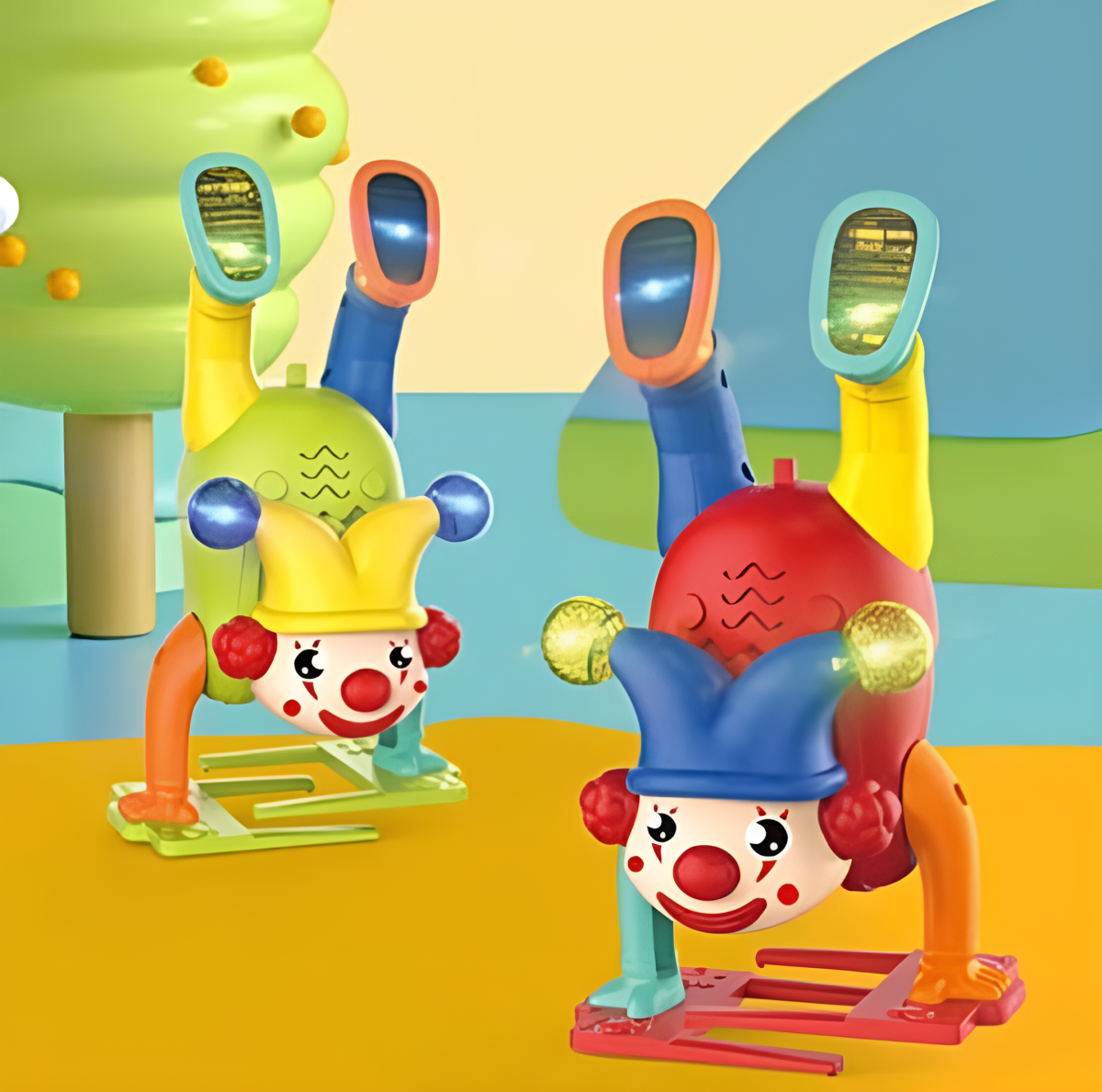 Electric Upside-Down Dancing Clown Toy with Music &amp;amp; Flashing Lights – Battery Operated, Multicolor, Fun Interactive Gift for Kids Above 3 Years (Random Color)