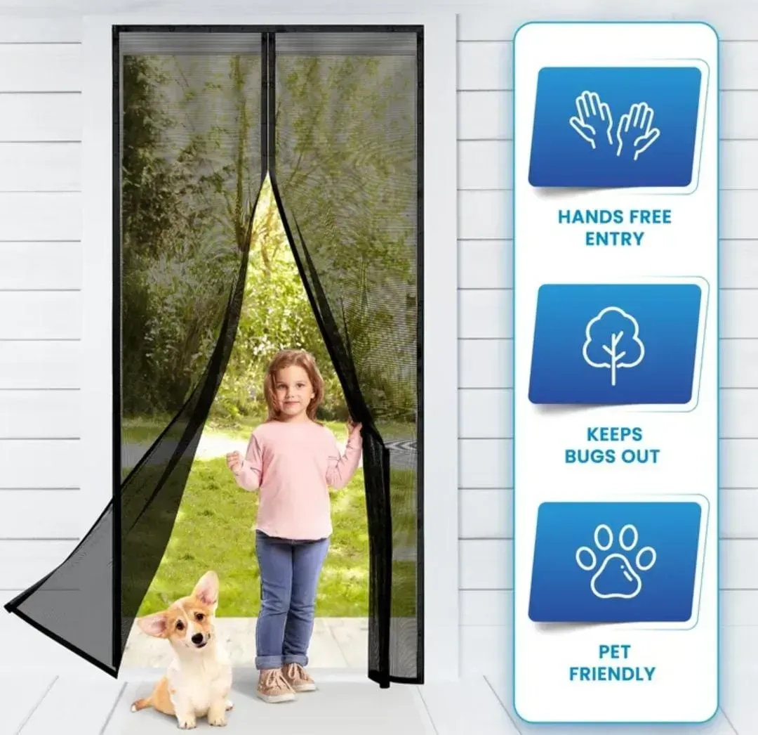 Hands-Free Retractable Magic Mesh Screen Door – Magnetic Closure, Easy Install, Keeps Bugs Out View Gallery - Pakistan