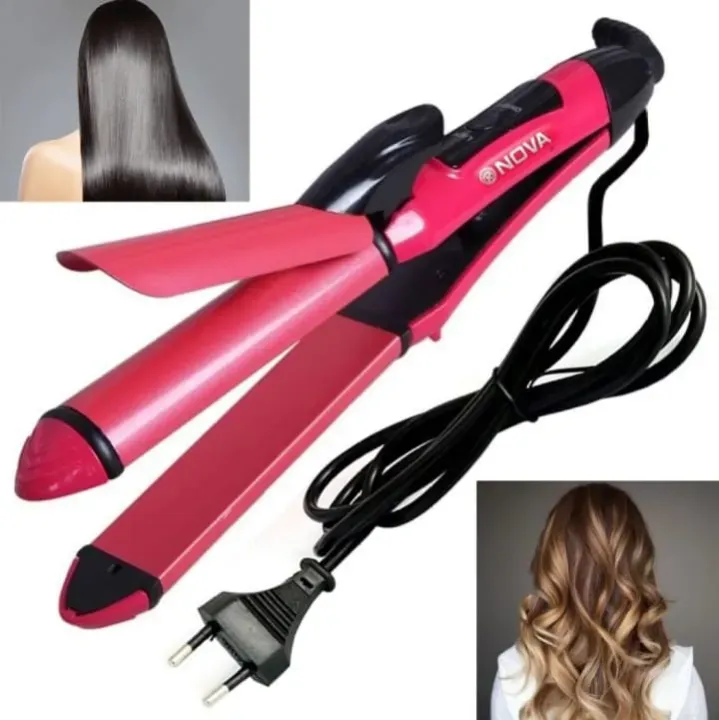 Nova 2-in-1 Hair Straightener &amp; Curler – Model NH-2009, Quick Heat-Up Ceramic Plates for Smooth Straightening &amp; Effortless Curls, Portable Dual-Use Styling Tool for All Hair Types View Gallery - Pakistan